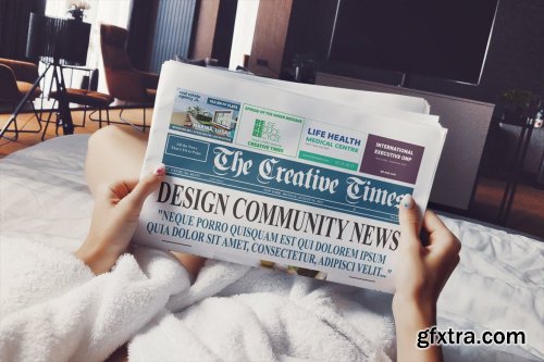 Hands Holding Business Newspaper Mockup