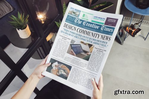 Hands Holding Business Newspaper Mockup