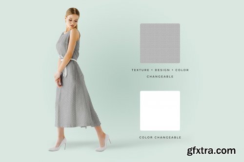 CreativeMarket - Female Sleeveless Long Dress Mockup 6110308