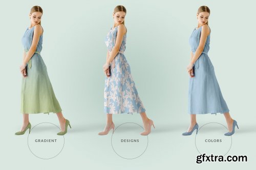 CreativeMarket - Female Sleeveless Long Dress Mockup 6110308