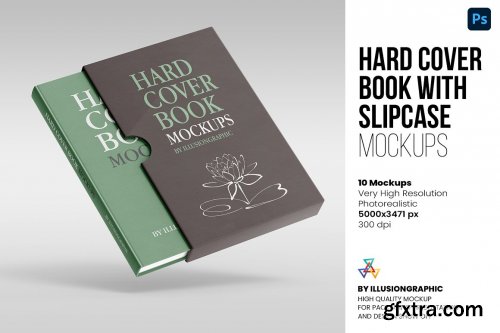 CreativeMarket - Hard Cover Book with Slipcase Mockup 6375247