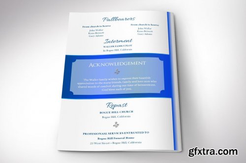 CreativeMarket - White Blue Funeral Program Word 5733403