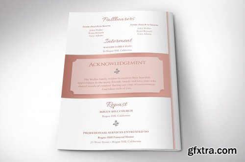 CreativeMarket - White Rose Gold Funeral Program Word 5731998