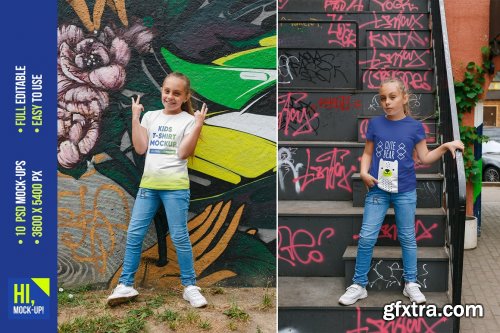 CreativeMarket - Kids Girl T-Shirt Mockups Vol8 5753184