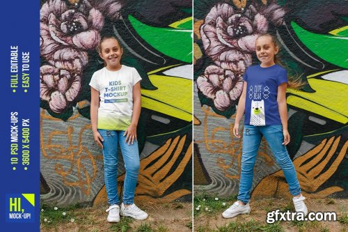 CreativeMarket - Kids Girl T-Shirt Mockups Vol8 5753184