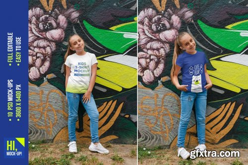 CreativeMarket - Kids Girl T-Shirt Mockups Vol8 5753184