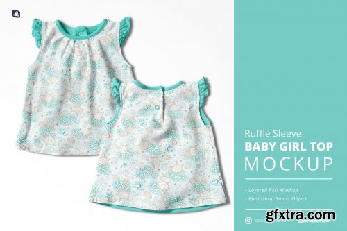 CreativeMarket - Ruffle Sleeve Baby Girl Top Mockup 6188710