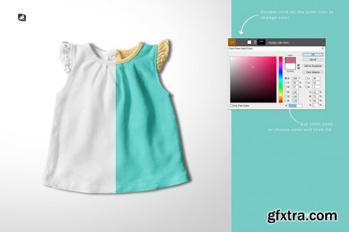 CreativeMarket - Ruffle Sleeve Baby Girl Top Mockup 6188710