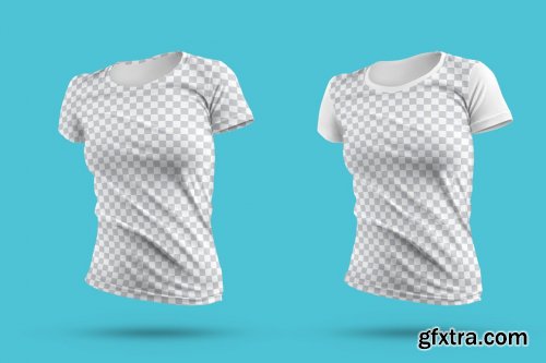 CreativeMarket - 6 3D Mockups Woman T-Shirt 6324578