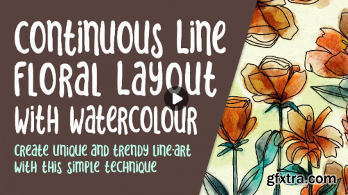  Procreate Continuous Line Floral with Watercolour - Unique Trendy Line Art Simple Techniques