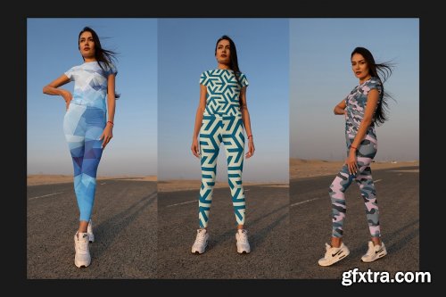 CreativeMarket - Girl in Desert Leggings Mock-Up Set 5756246