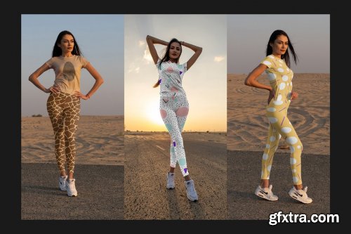 CreativeMarket - Girl in Desert Leggings Mock-Up Set 5756246