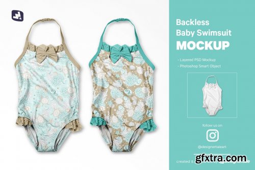 CreativeMarket - Backless Baby Swimsuit Mockup 5357952