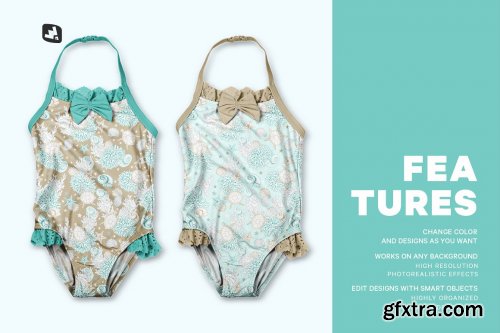 CreativeMarket - Backless Baby Swimsuit Mockup 5357952