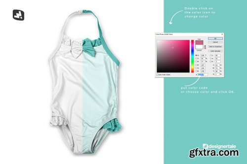 CreativeMarket - Backless Baby Swimsuit Mockup 5357952