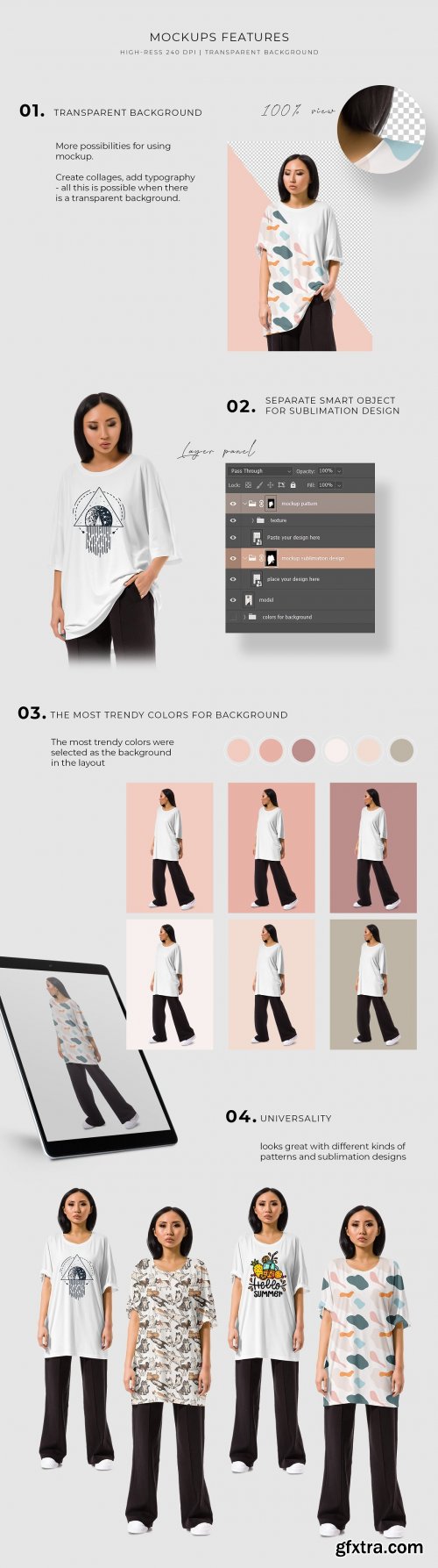 CreativeMarket - Oversize T-shirt Mockup Women Set 6039160