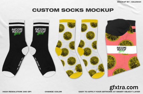 CreativeMarket - CUSTOM SOCKS MOCKUP 6194998