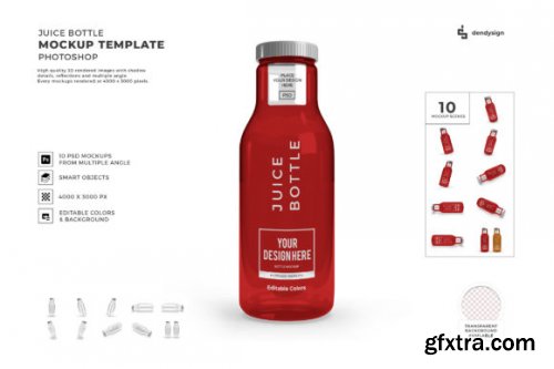 Juice Bottle 3D Mockup Template Bundle