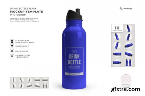 Bottle Flask 3D Mockup Template Bundle