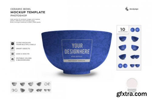 Ceramic Bowl 3D Mockup Template Bundle