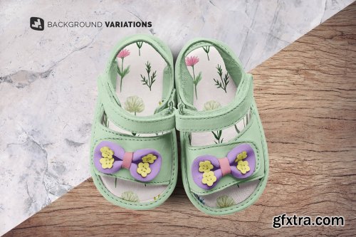 CreativeMarket - Topview Baby Sandals With Bow Mockup 5174785