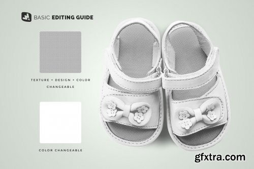 CreativeMarket - Topview Baby Sandals With Bow Mockup 5174785