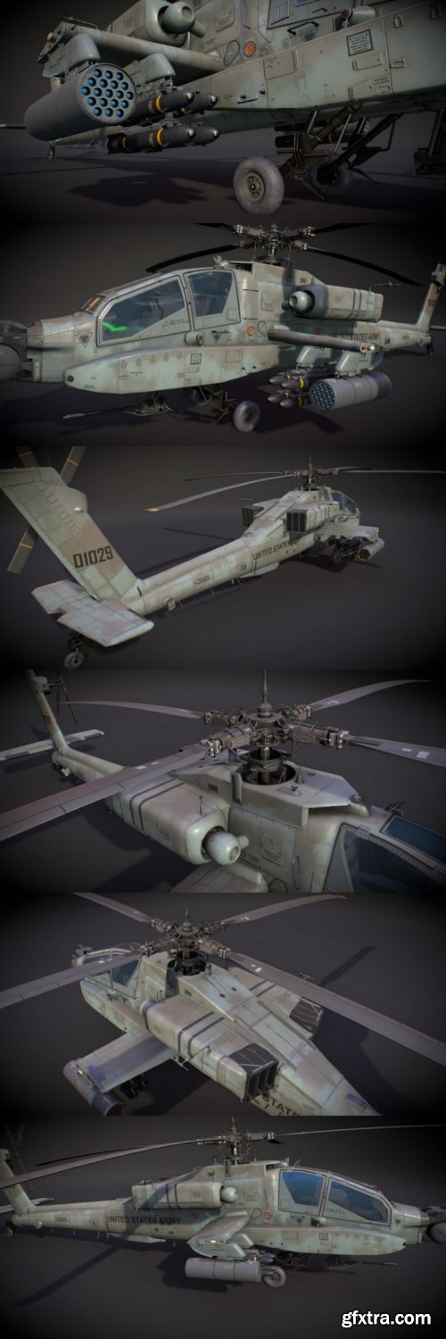 McDonnell Douglas AH-64A Apache Attack Helicopter 3D Model