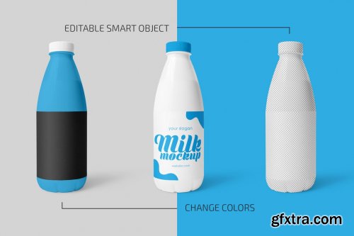 CreativeMarket - Plastic Milk Bottle Mockup 5294612