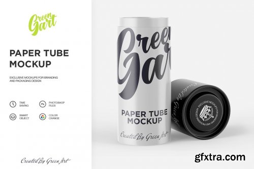 CreativeMarket - Opened Matte Paper Tube Mockup 2233376