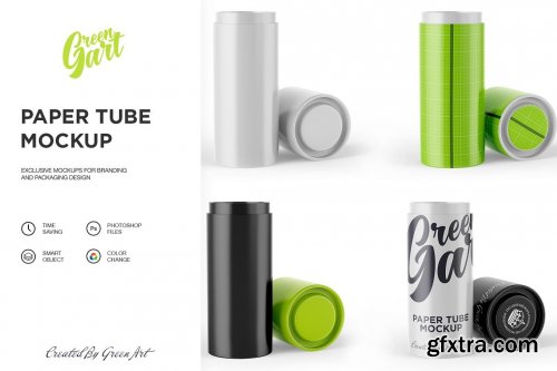 CreativeMarket - Opened Matte Paper Tube Mockup 2233376