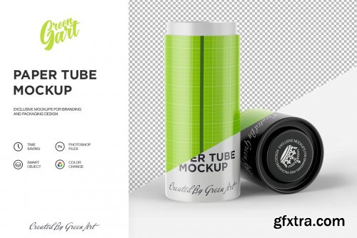 CreativeMarket - Opened Matte Paper Tube Mockup 2233376