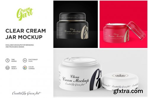 CreativeMarket - 3 PSD Clear Cream Jar Mockup 2310526