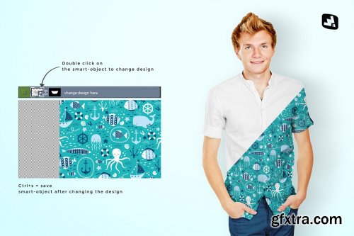 CreativeMarket - Male Y-neck Shirt Mockup 4699915