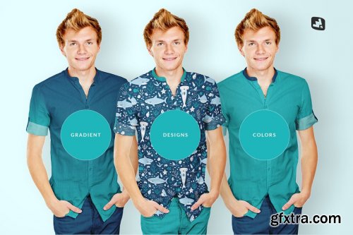 CreativeMarket - Male Y-neck Shirt Mockup 4699915