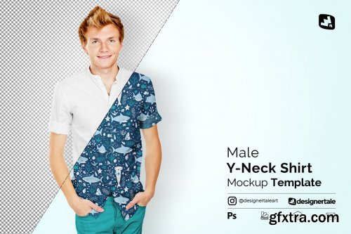 CreativeMarket - Male Y-neck Shirt Mockup 4699915