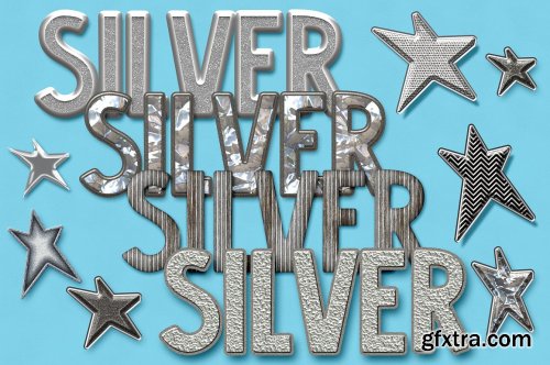 CreativeMarket - Silver Bling Photoshop Layer Styles 5115002