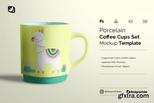 CreativeMarket - Porcelain Coffee Cups Set Mockup 5188654