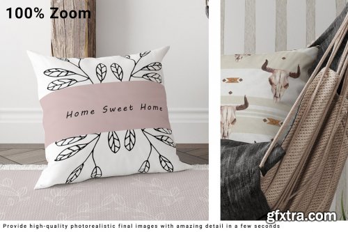 CreativeMarket - Throw Pillows and Fringe Carpet Set 5503013