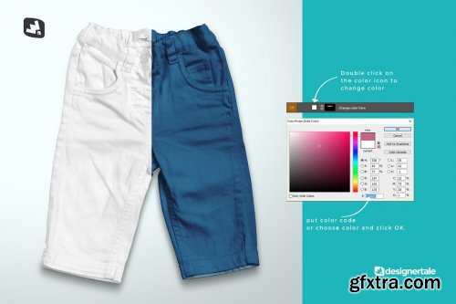 CreativeMarket - Top View Kid’s Jeans Mockup 5060616