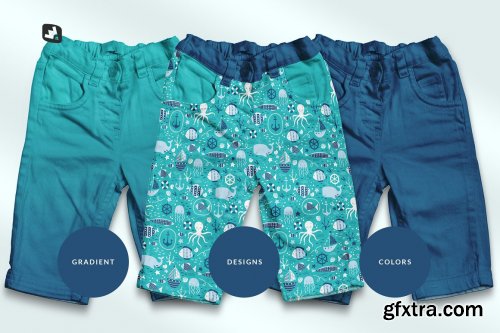 CreativeMarket - Top View Kid’s Jeans Mockup 5060616