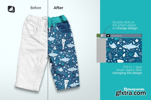 CreativeMarket - Top View Kid’s Jeans Mockup 5060616