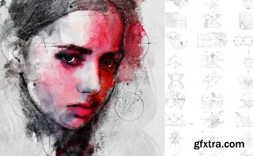 CreativeMarket - 32 Technical PS Drawing Brushes 4933592