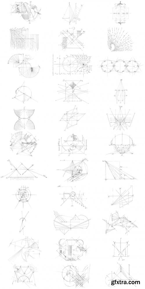 CreativeMarket - 32 Technical PS Drawing Brushes 4933592