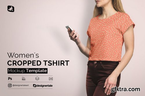 CreativeMarket - Women's Cropped Tshirt Mockup 4728864