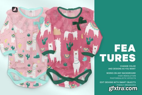 CreativeMarket - Baby Girl's Onesie Mockup 5134268