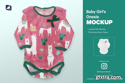 CreativeMarket - Baby Girl's Onesie Mockup 5134268