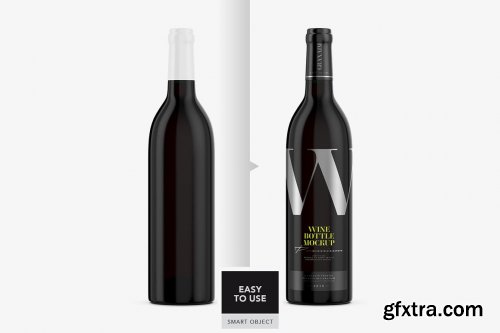 CreativeMarket - Dark Glass Wine Bottle Mockup 4998879