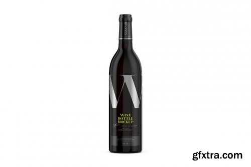 CreativeMarket - Dark Glass Wine Bottle Mockup 4998879