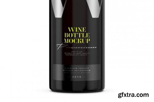 CreativeMarket - Dark Glass Wine Bottle Mockup 4998879