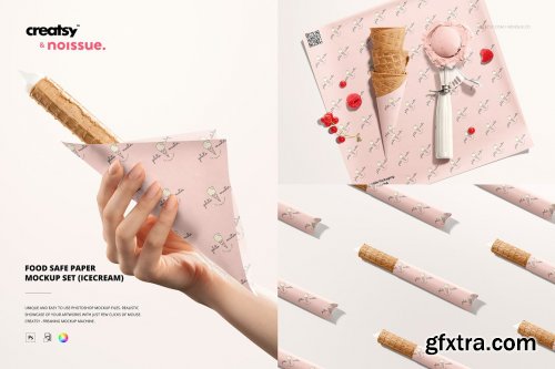 CreativeMarket - Food Safe Paper Mockup Set /icecream 6423028